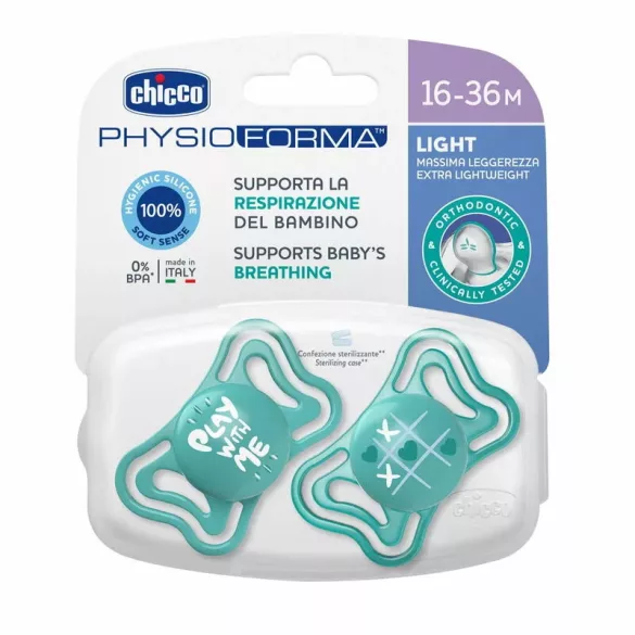 Chicco Physio Forma Light, 16–36 mesiacov, cumlíky 2 ks, v sterilizovateľnom puzdre, modré