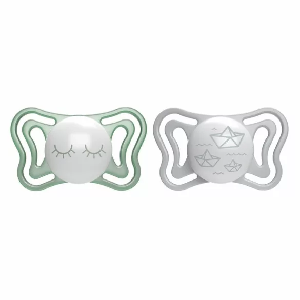 Chicco Physio Forma® Light Glow 16–36 mesiacov nočné cumlíky 2 ks s fosforeskujúcim okrajom – svietiace