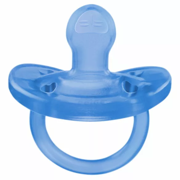 Chicco Physio Forma® Soft 16–36 mesiacov cumlík z čistého silikónu 1 ks, úplne mäkký – modrý