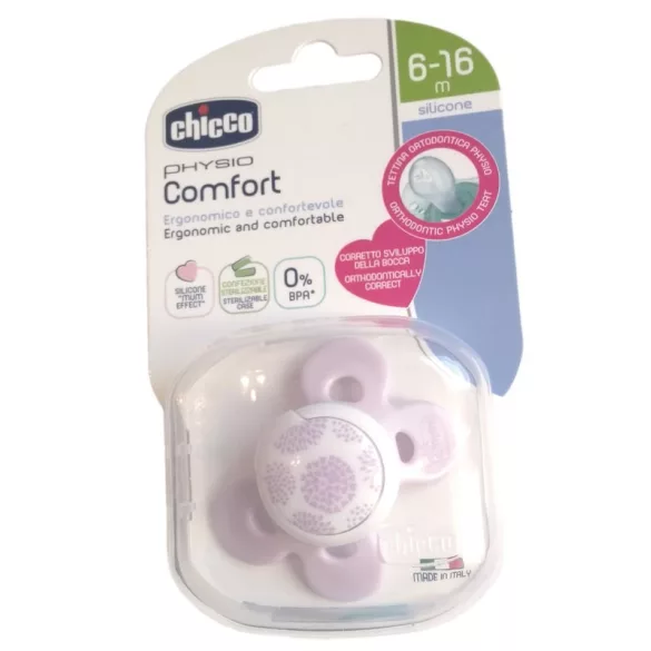 Chicco Physio Comfort silikónový cumlík 1 ks, 6–16 mesiacov, ružový