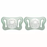Chicco PhysioForma® Micro nočné mini cumlíky, 0–2 mesiace (2 ks), extra ľahké, zelené natural