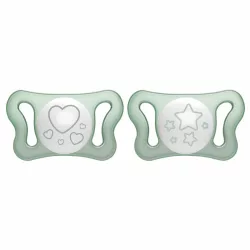   Chicco PhysioForma® Micro nočné mini cumlíky, 0–2 mesiace (2 ks), extra ľahké, zelené natural