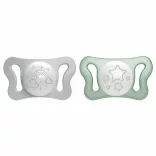 Chicco PhysioForma® Micro nočné mini cumlíky, 0–2 mesiace (2 ks), extra ľahké, zelené natural