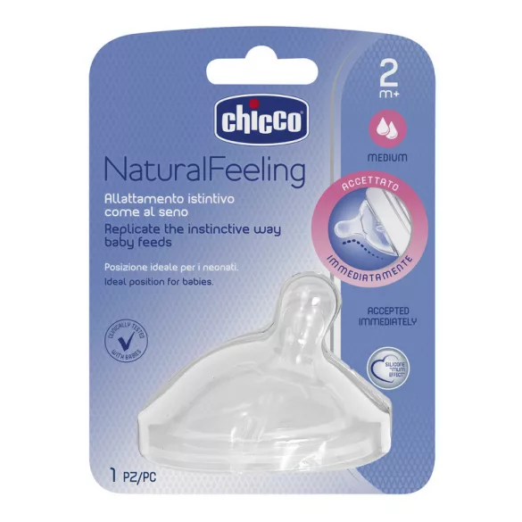 Chicco Natural Feeling 1 ks šikmý cumlík so stredným prietokom
