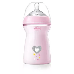   Chicco NaturalFeeling vzorovaná plastová fľaša, 330 ml, ružová