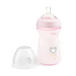 Chicco NaturalFeeling vzorovaná plastová fľaša, 330 ml, ružová