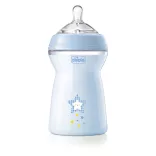 Chicco NaturalFeeling vzorovaná plastová fľaša, 330 ml, modrá