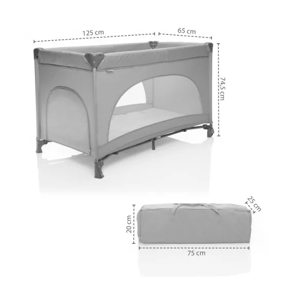Cestovná postieľka Zopa Lely, striebornosivá Silver Grey