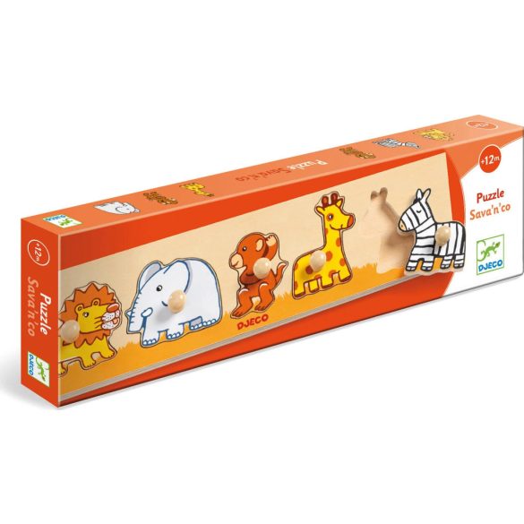 Djeco drevené puzzle s úchytkami - Savanna 
