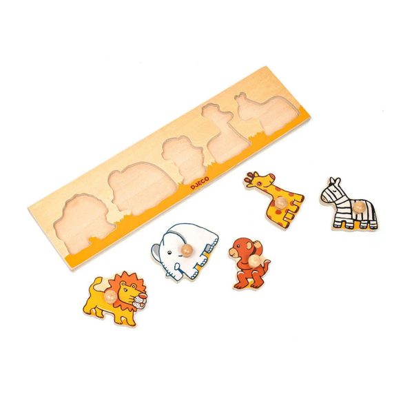 Djeco drevené puzzle s úchytkami - Savanna 