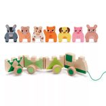Djeco drevený ťahací vláčik so zvieratkami - Trainimo Farm