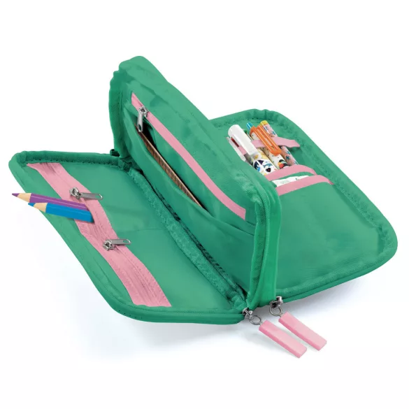 Djeco Pena na perá s dvoma priehradkami a mnohými vreckami Kvetina - Fleur stationery kits