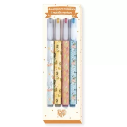 Djeco Kovové fixky, 4 farby - 4 Elodie metallic markers