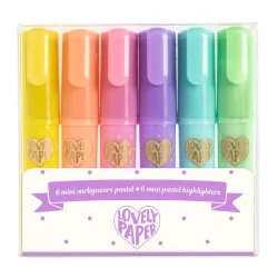   Djeco Lovely Paper Sada mini zvýrazňovačov v 6 pastelových farbách – 6 mini pastelových zvýrazňovačov