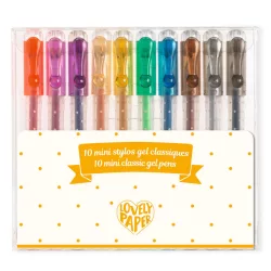   Djeco Lovely Paper Sada 10 mini gélových pier v 10 klasických farbách - 10 mini gel pens classic