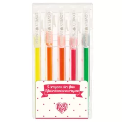   Djeco Lovely Paper Sada voskových pasteliek v 5 neónových farbách – 5 fluorescent wax crayons