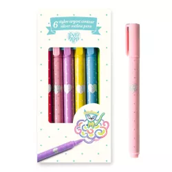   Djeco Lovely Paper Sada kontúrovacích pier Strieborná 6 ks - 6 silver outline pens