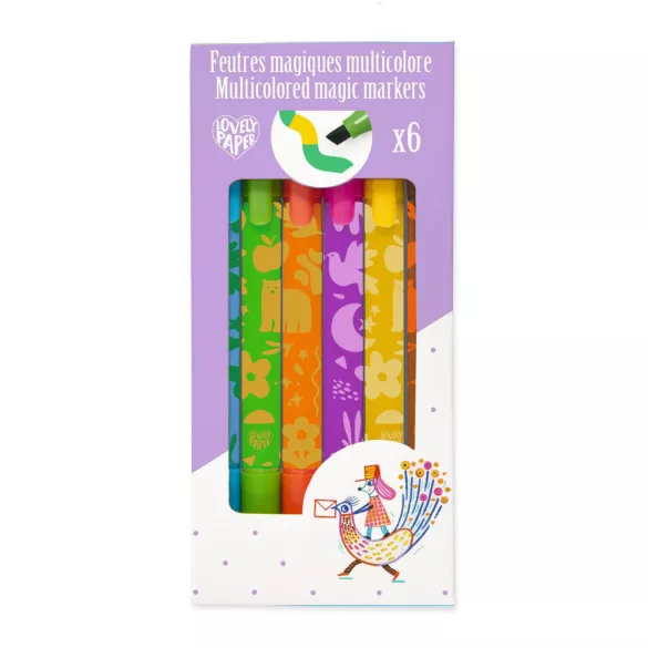 Djeco Magická sada fixiek 6 ks farebných fixiek – Multicolored magic markers