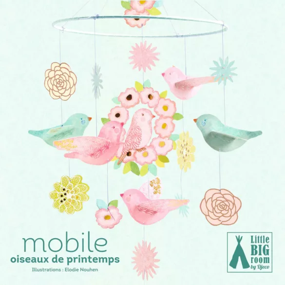 Djeco Little Big room Zavesená dekorácia s vtáčikmi – Spring Birds