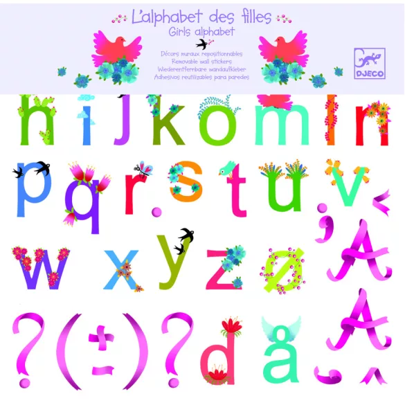 Djeco Little Big room Nálepka na stenu Abeceda pre dievčatá - Girls alphabet