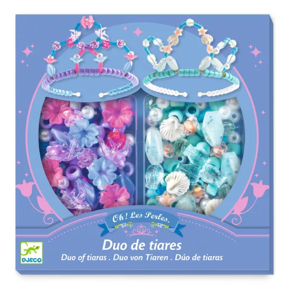 Djeco Sada na výrobu šperkov Dvojica čeleniek modrá - Duo of tiaras Blue
