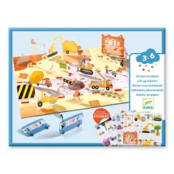   Djeco 3D príbehy s nálepkami Doprava s vozidlami – Lift-up stickers – Vehicles