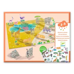  Djeco 3D príbehy s nálepkami – Životné prostredie zvierat – Lift-up stickers – Animals