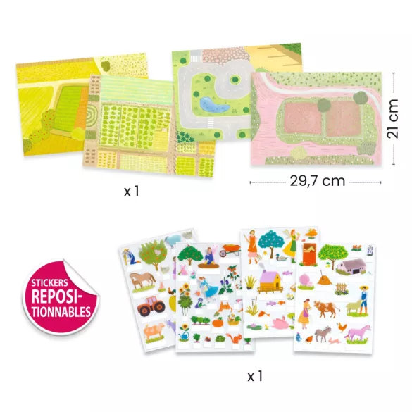 Djeco 3D príbehy s nálepkami Život na vidieku – Lift-up stickers – Farm