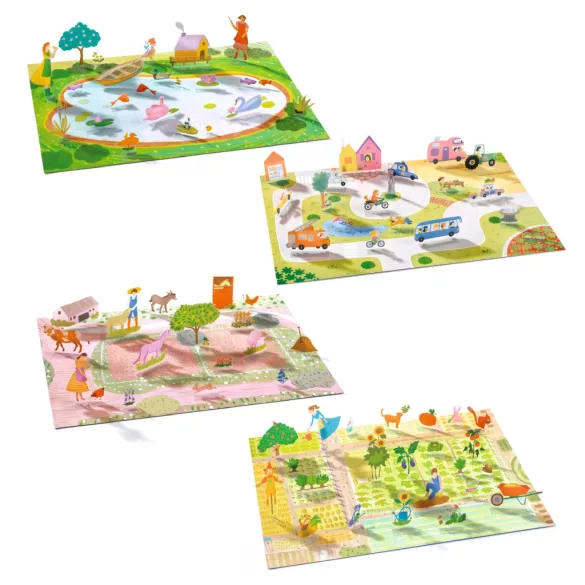 Djeco 3D príbehy s nálepkami Život na vidieku – Lift-up stickers – Farm