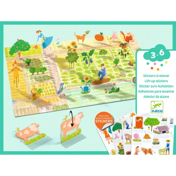 Djeco 3D príbehy s nálepkami Život na vidieku – Lift-up stickers – Farm
