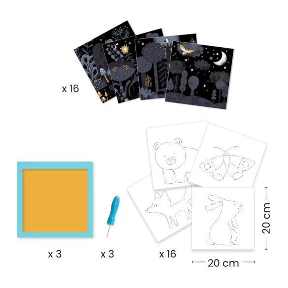 Djeco Design by Lyukasztós képkészítés Nočné zvieratá - Image reveal