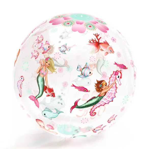 Djeco Nafukovacia lopta ∅ 35 cm Lopta s motívom morskej panny – Mermaid Ball