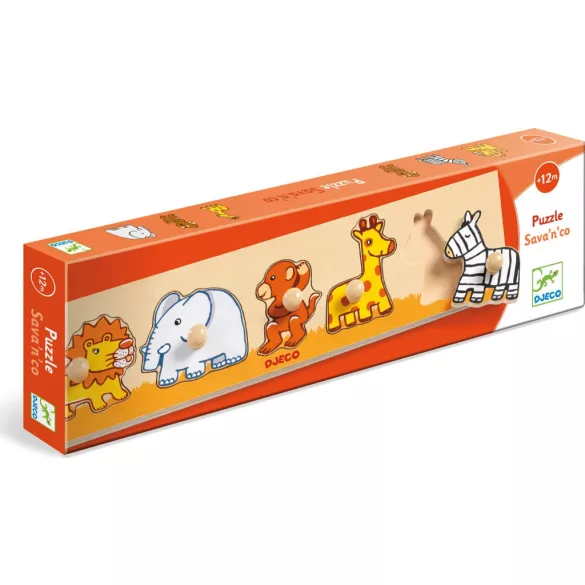 Djeco drevené puzzle s úchytkami - Savanna