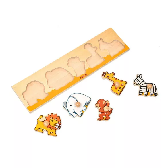 Djeco drevené puzzle s úchytkami - Savanna