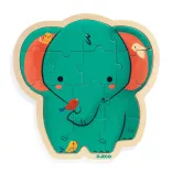 Djeco Drevené puzzle Slon 14 dielov - Puzzlo Elephant