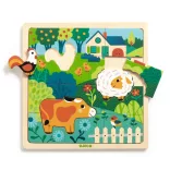 Djeco Vkladacie tvary Zvieratká na farme - Puzzlo farm