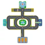Djeco CRAZY MOTORS Diaľničné a mestské cestné siete so stavebnými prvkami, 33 dielov – Puzzl'Up City-Giant