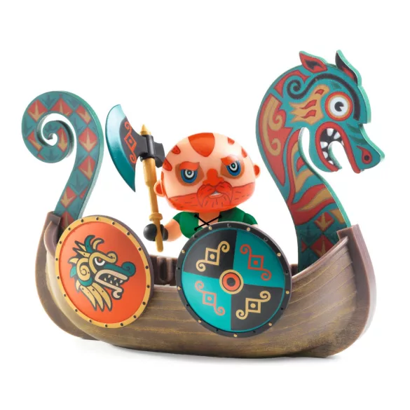 Djeco Arty Toys Barbar Drak s vikingskou loďou - Drak a Drakkar