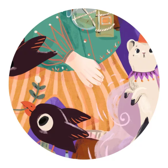 Djeco Obrie puzzle Pio, malý kúzelník, 36 dielov – Pio the magician
