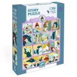 Djeco Rozprávkové puzzle Červená čiapočka a vlk, 35 dielov – Little Red Riding Hood