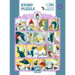 Djeco Rozprávkové puzzle Červená čiapočka a vlk, 35 dielov – Little Red Riding Hood