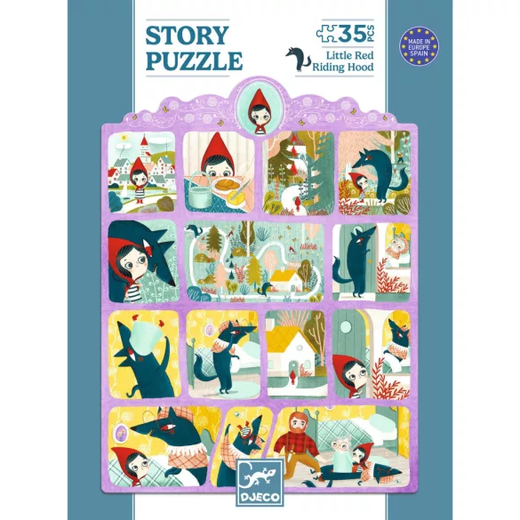 Djeco Rozprávkové puzzle Červená čiapočka a vlk, 35 dielov – Little Red Riding Hood