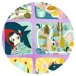 Djeco Rozprávkové puzzle Červená čiapočka a vlk, 35 dielov – Little Red Riding Hood