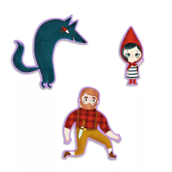 Djeco Rozprávkové puzzle Červená čiapočka a vlk, 35 dielov – Little Red Riding Hood