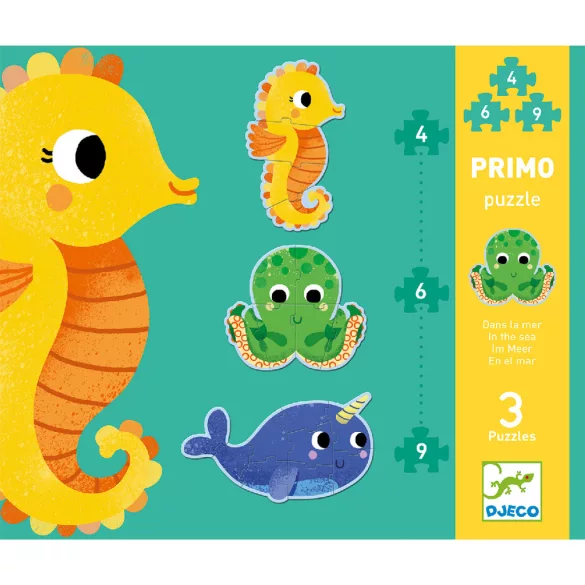 Djeco Primo puzzle V mori, 4, 6, 9 ks - In the sea