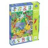 Djeco Puzzle na pozorovanie v džungli od 1 do 10, 54 dielov – 1 až 10, Džungľa