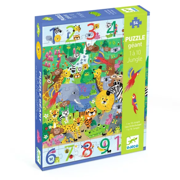 Djeco Puzzle na pozorovanie v džungli od 1 do 10, 54 dielov – 1 až 10, Džungľa