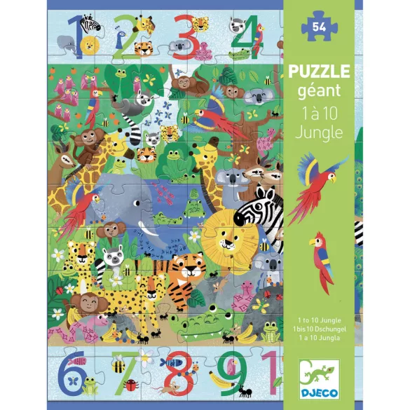 Djeco Puzzle na pozorovanie v džungli od 1 do 10, 54 dielov – 1 až 10, Džungľa