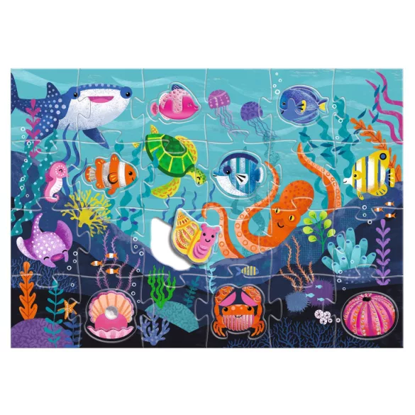 Djeco Obrie puzzle Morské tvory 24+8 dielov - Taktilo sea