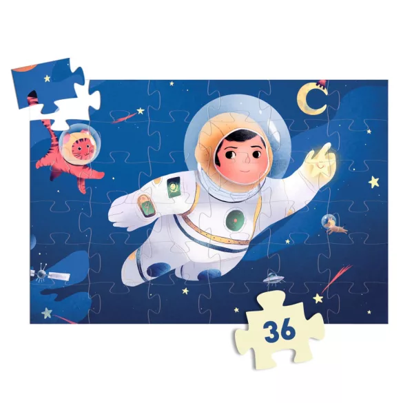 Djeco Puzzle s tvarovými dielmi Astronaut na Mesiaci 36 dielov - An astronaut on the moon